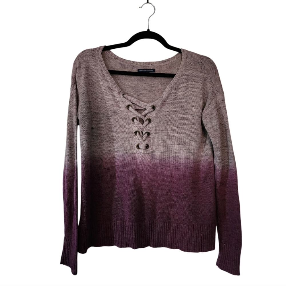 American Eagle Outfitters Purple Ombré Oversized Sweater, Size X-Small
